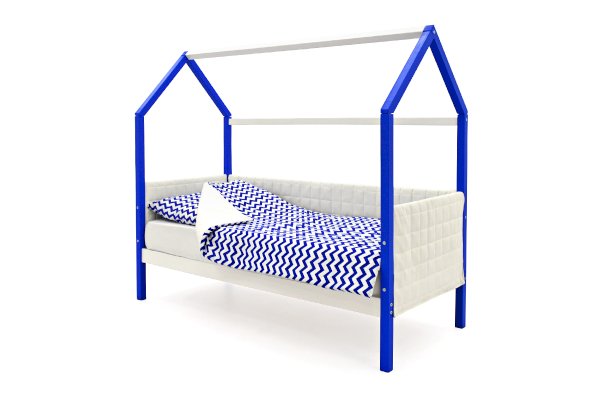 Детская кровать-домик мягкий Svogen цвет сине-белый (Бельмарко)